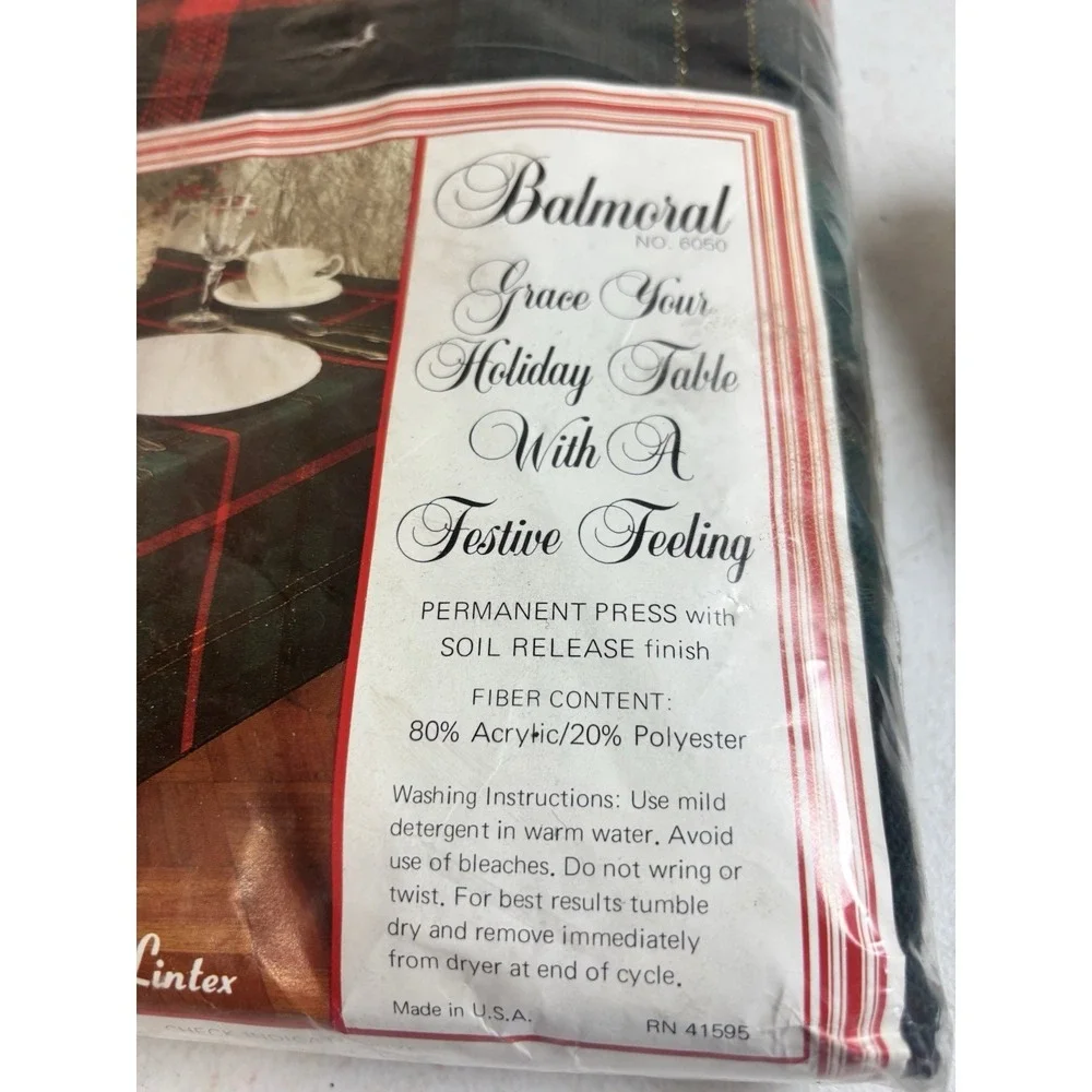 Lintex Balmoral Moire Plaid‎ Tablecloth Red/Green/Golf Oblong 60